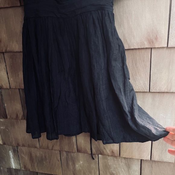 &merci Crinkle Babydoll Mini Dress High Waist Black Fit & Flair Puff Sleeve L - Picture 6 of 12